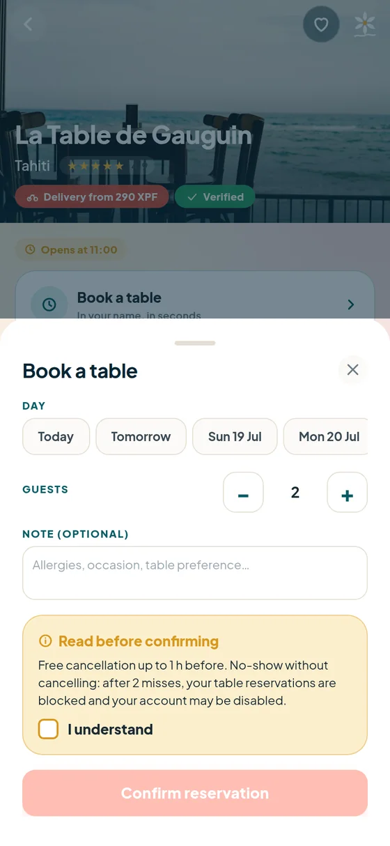 Book a table