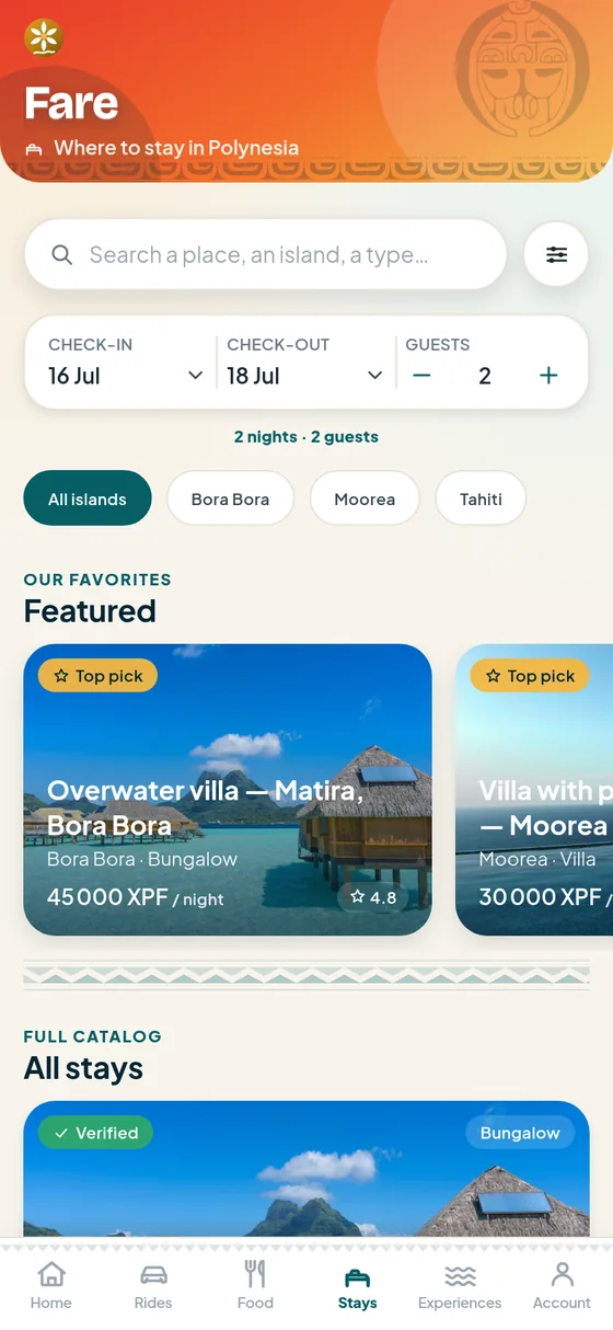 Stays service — Fenua’p