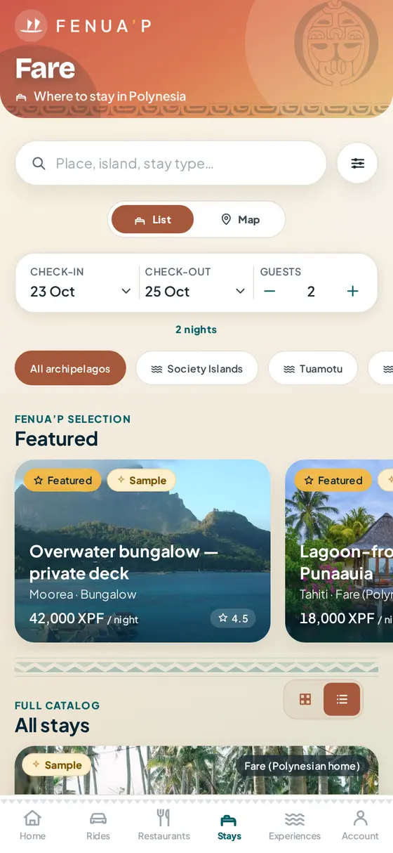 Stays service — Fenua’p