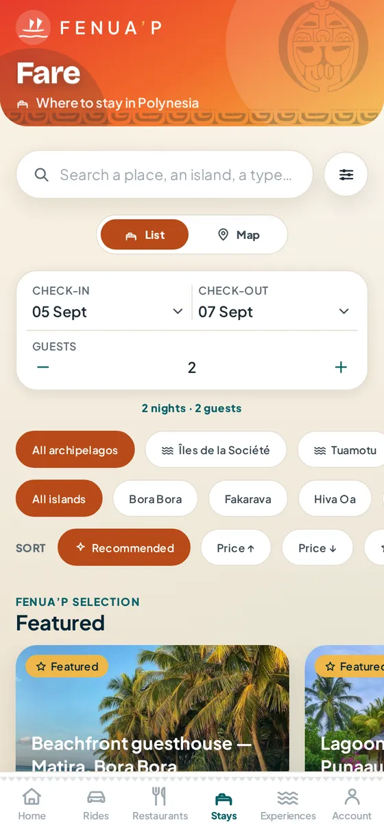 Stays service — Fenua’p