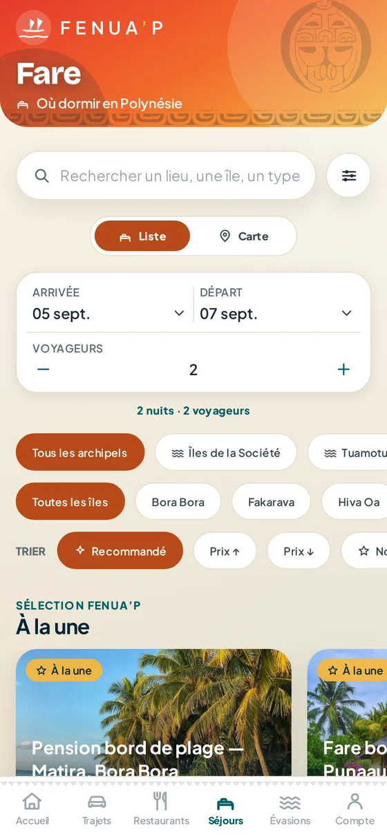 Service Séjours — Fenua’p