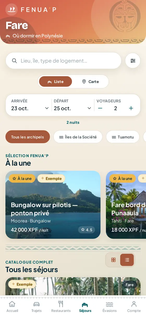 Service Séjours — Fenua’p